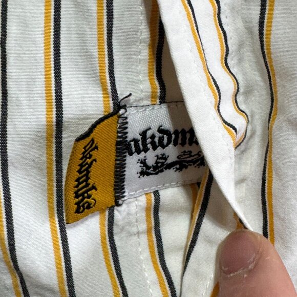 Akademiks Dress Shirt Men's XL Long Sleeve Orange White Striped 100% Cotton - Picture 7 of 16